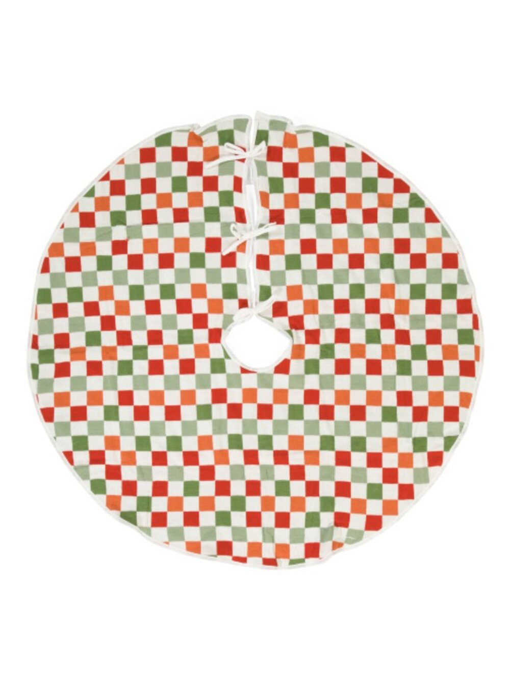 NWT MDESIGN 52in Festive Checkered Knit Christmas Tree Skirt